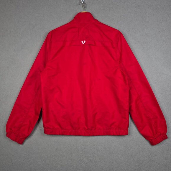 True Religion Jacket Mens Size Medium Red Full Zip Track Mock Neck Water Resista - Picture 4 of 15